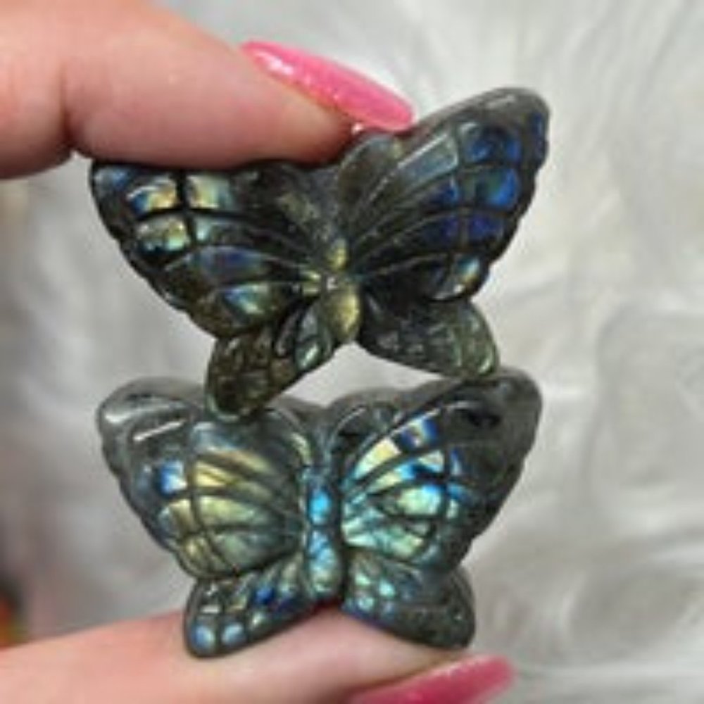 Labradorite Butterfly Carving Set - Picture 2 of 13